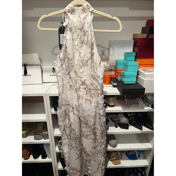 embroidered halter midi bodycon dress/qipao size 2 NWT - Picture 3 of 6